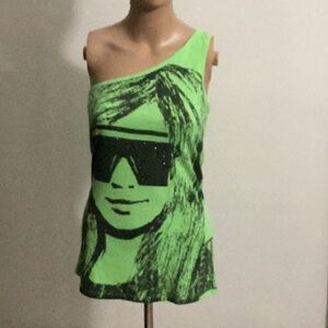 Asymmetrical Green Sleeveless Tank Top 💔